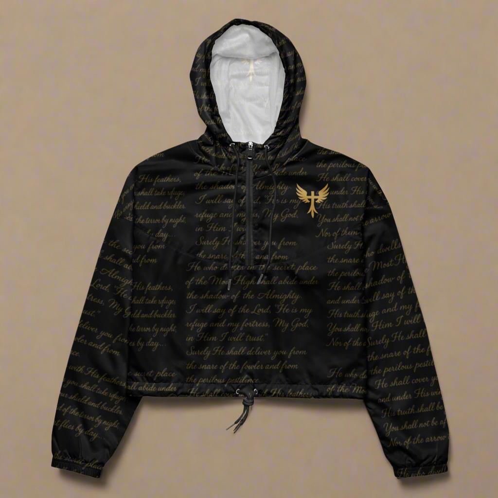 Covered & Kept Anointed Hood– Black Windbreaker©️