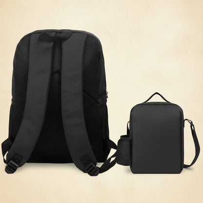 Black backpack and crossbody bag on a white background