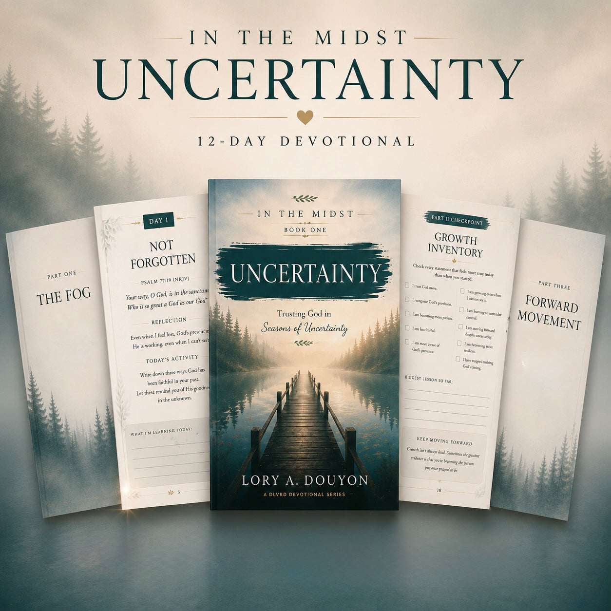 5 page book spread for devotional product mock up 